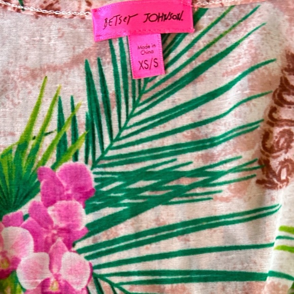 Betsey Johnson Striped Chiffon Ruffle-Cuff Caftan (Multi, XS/S) - Picture 4 of 6